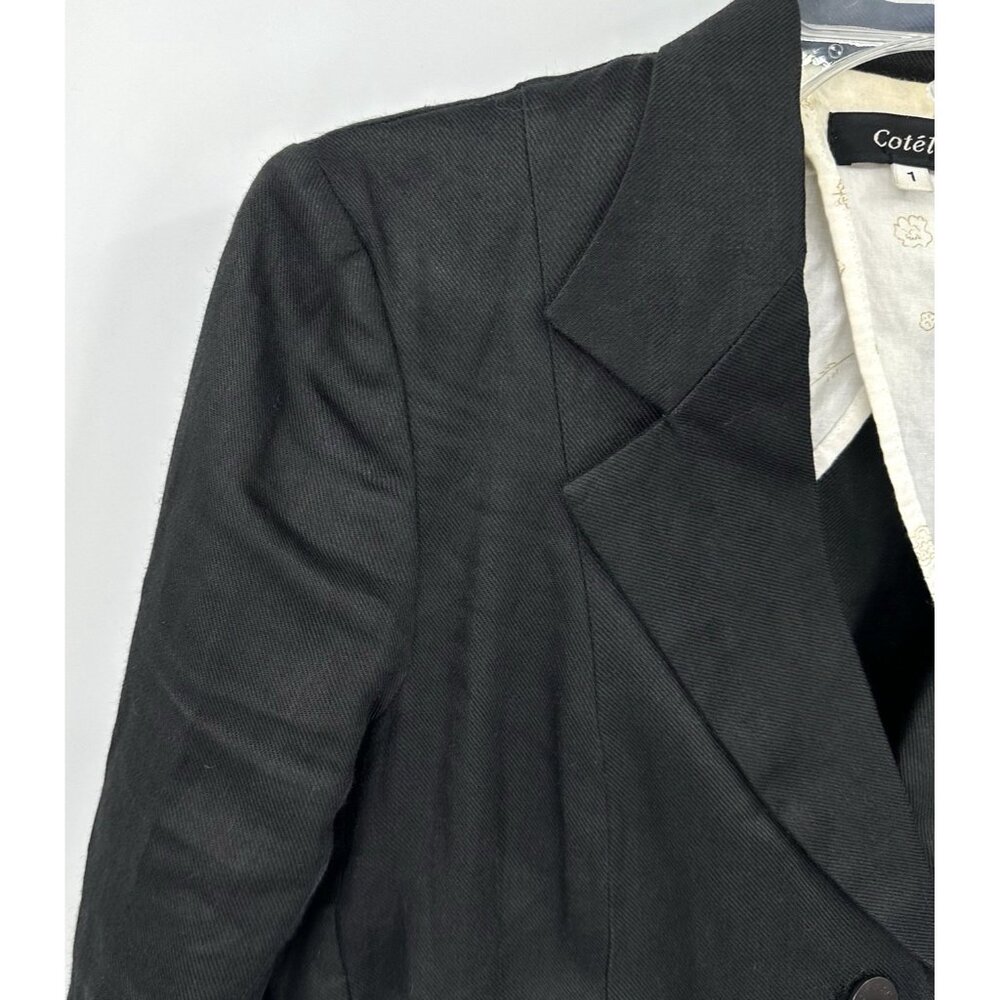 COTELAC jacket blazer black XS 1 100% bamboo two button lightweight casual - Picture 4 of 12
